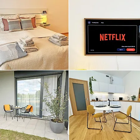 New Studio, King Bed, Free Parking, Terrace Апартаменты Прага